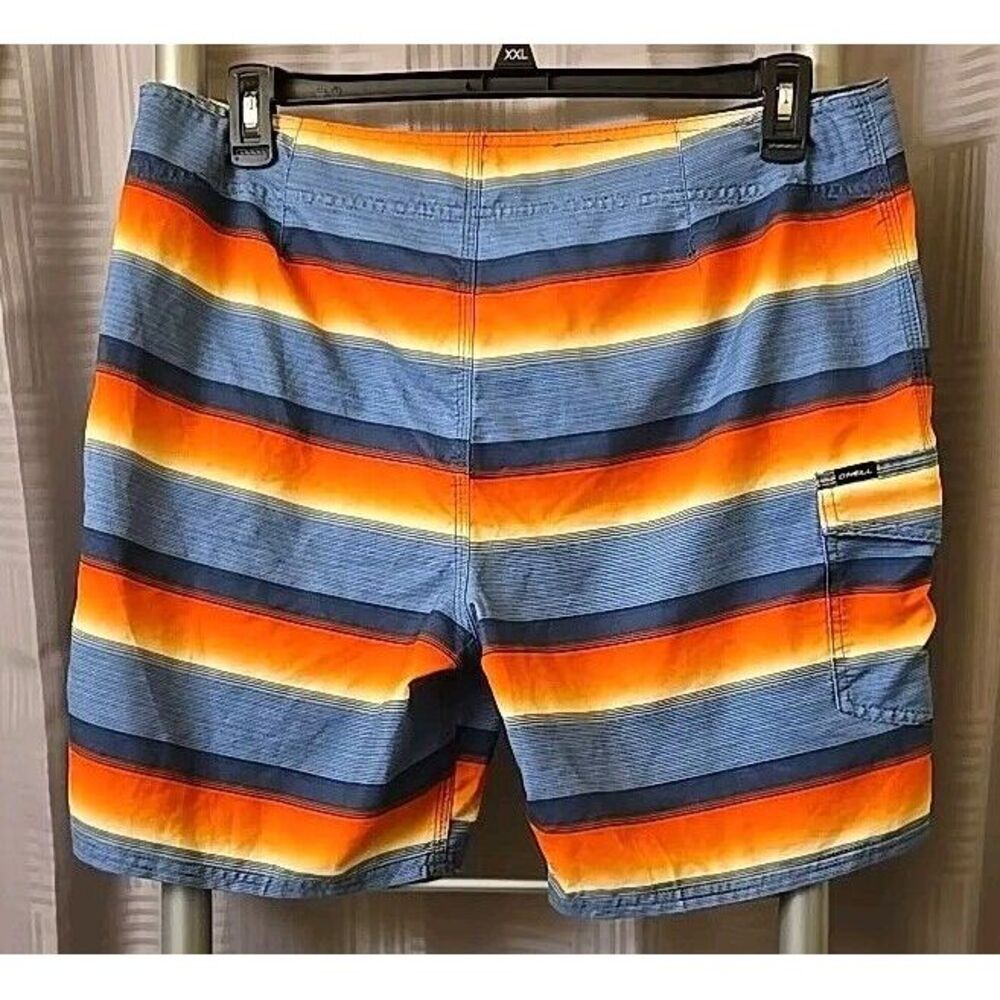O'Neill Board Shorts 34 MultiColor Stripe Swim Trunks Bathing Suit Summer Beach - Picture 7 of 8
